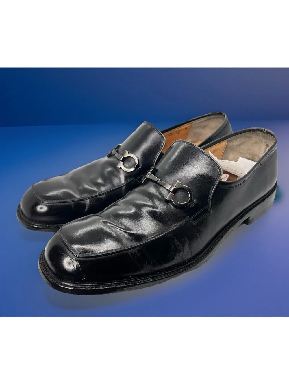 Salvatore Ferragamo Black Leather Horsebit Loafers – Made in Italy – Size 12D